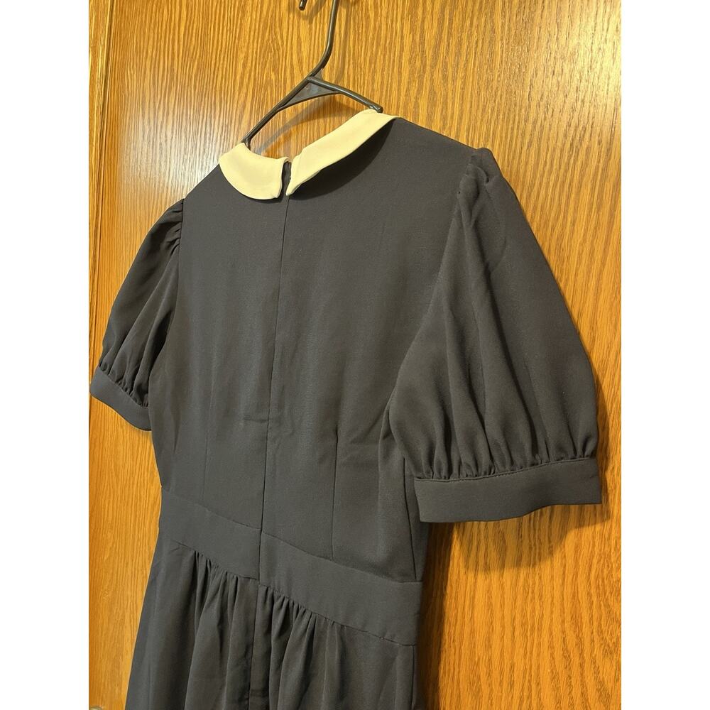 Alexia Admor NWT Navy Blue Contrast Collar Puff Sleeve Midi Dress Size 8 Vintage - Picture 10 of 15